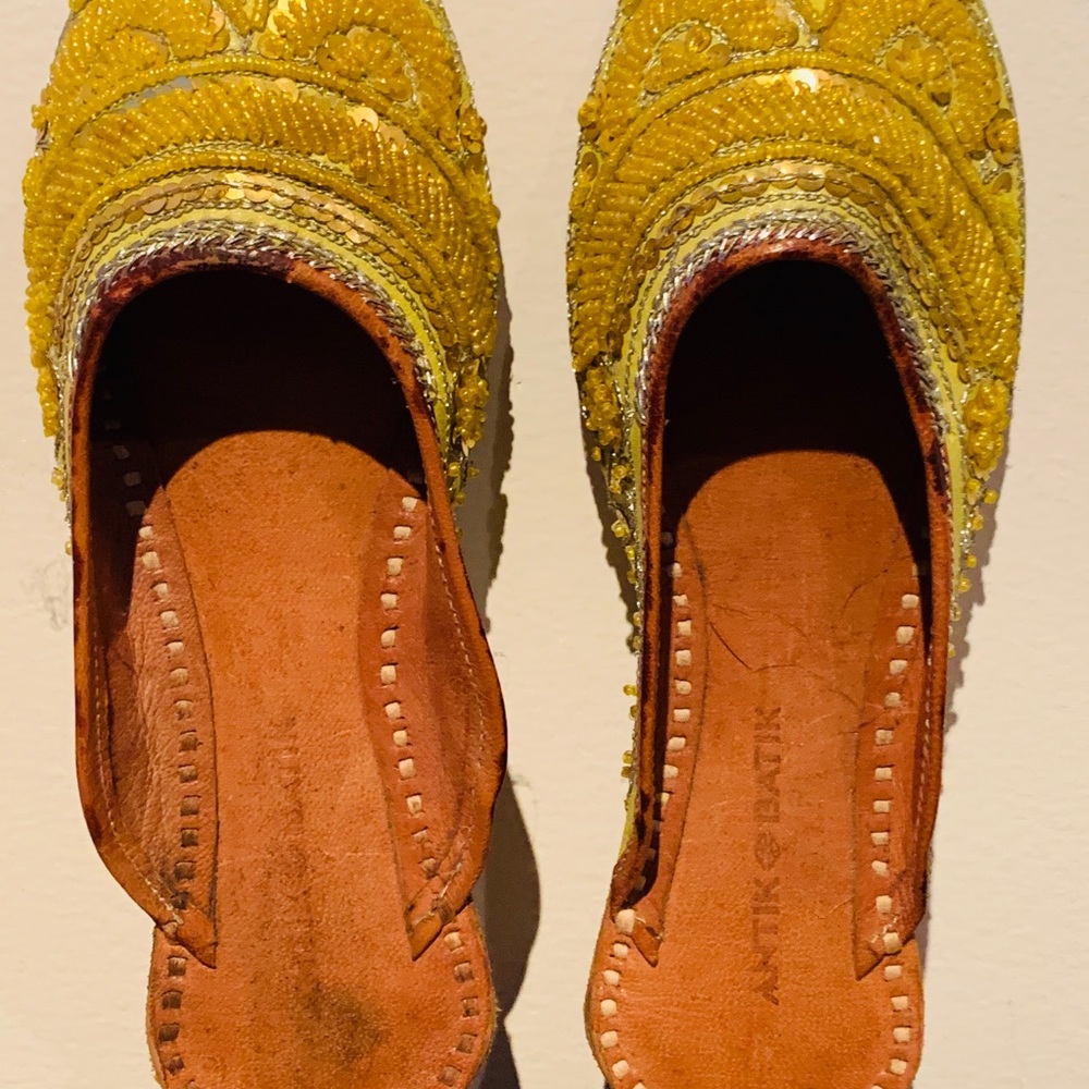 Antik Batik beaded leather slip on